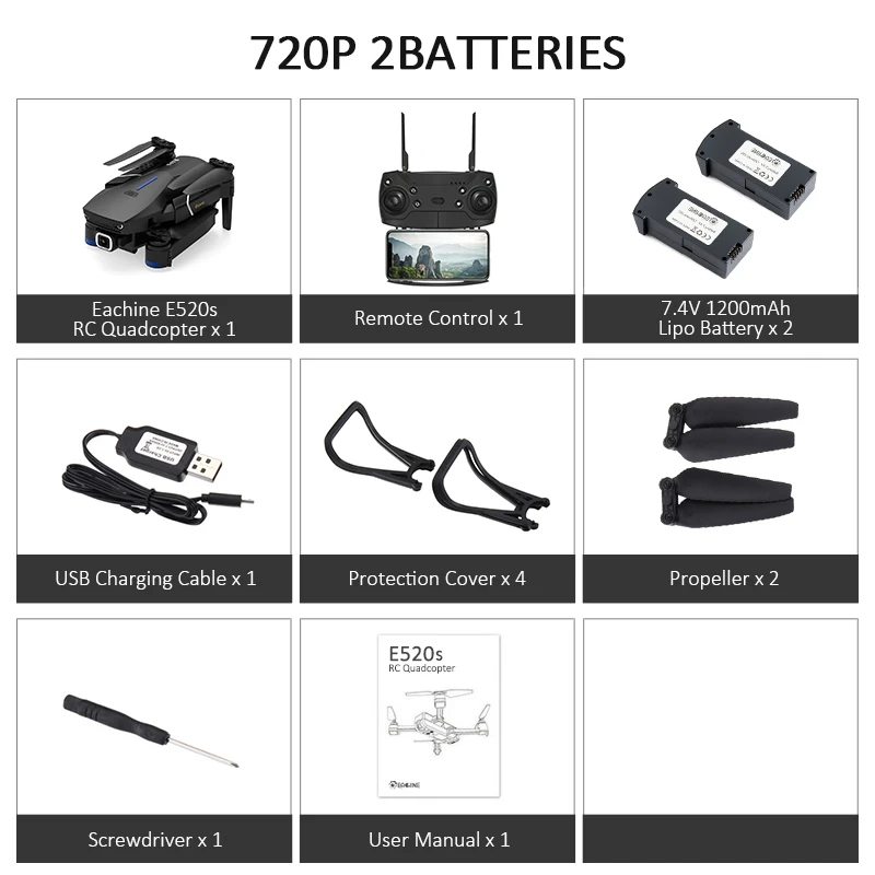720P 2Battery Eachine E520S gps WI-FI 4K с видом от первого лица/1080 P HD Широкий формат Камера 16 минут времени полета складной Дрон Квадрокоптер с дистанционным управлением для вертолетов - Цвет: 720P 2Battery