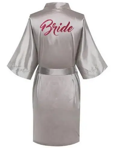 Bride Халаты с красными буквами для невесты и подружки невесты. Халаты для невесты, пижамы, банный халат, ночная рубашка. Женское атласное свадебное кимоно, одежда для сна, готовые халаты - Цвет: Bride