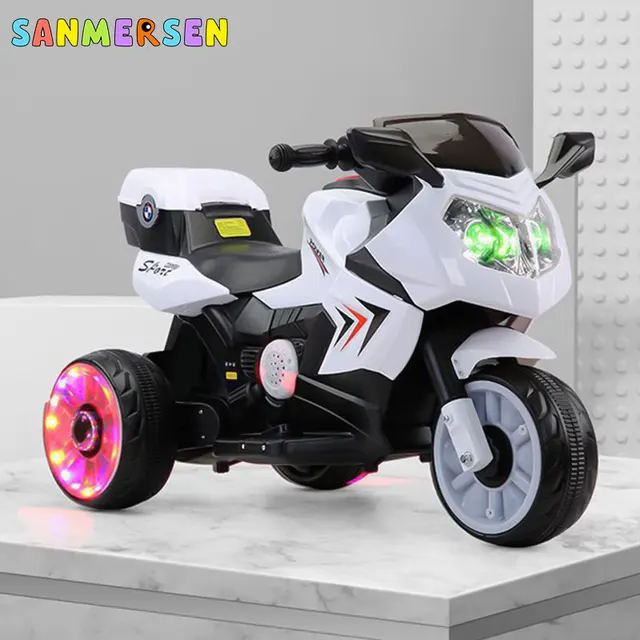 Children's Electric Motorcycle Baby Tricycle Toy Car Off-road Charging 2-8 Year Old Riding Toy Tricycle For Kid With Music Light 1