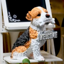 Садовая собака, держащая кость Добро пожаловать буквы орнамент декоративный Ремесло Декор домашний двор креативная Имитация животных скульптура