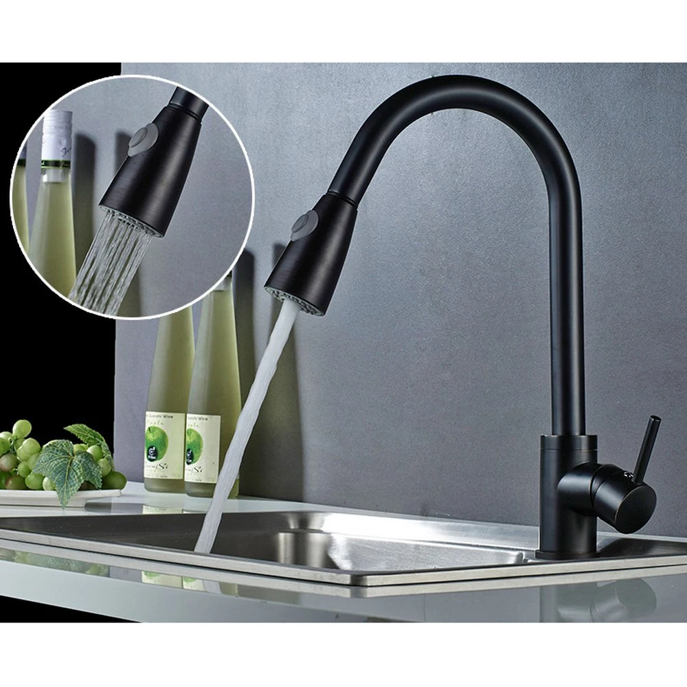  Bathroom Kitchen Faucet Single Handle 360 Degree Rotation Faucets With Granite Black Mounted Mixer  - 4000162980178