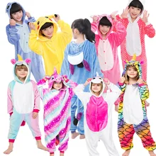 Зимняя Пижама с животными для мальчиков и девочек, комбинезон с рисунком единорога, аниме, животных, детская одежда для сна, фланелевые детские пижамы с лягушкой