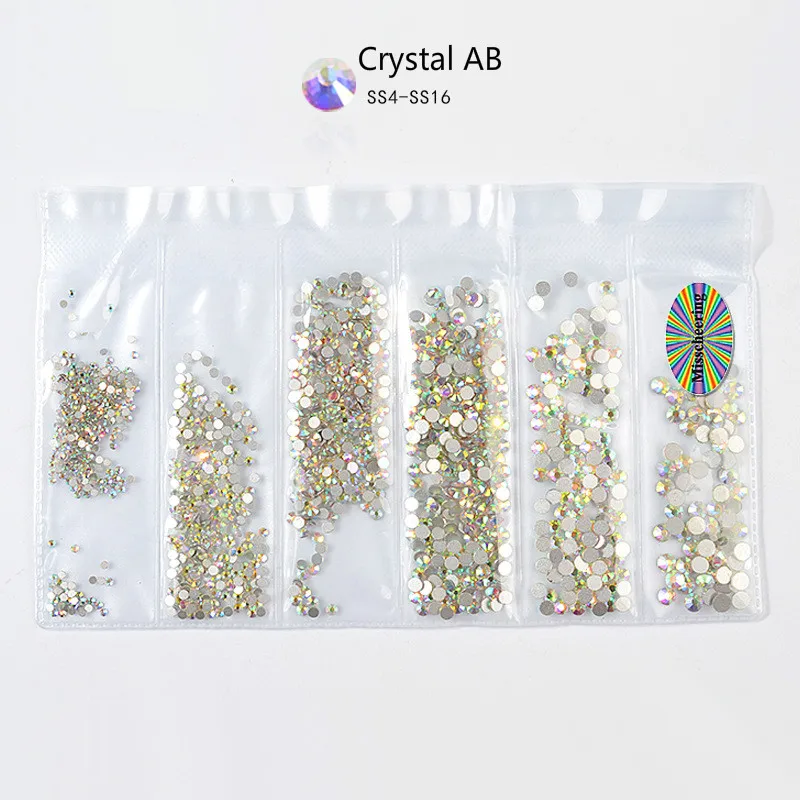 NO.18 Crystal AB Разноцветные стеклянные стразы для ногтей, украшения для ногтей, кристаллы, амулеты, перегородки, смешанные размеры, стразы, набор, 20 цветов - Цвет: NO.18 Crystal AB