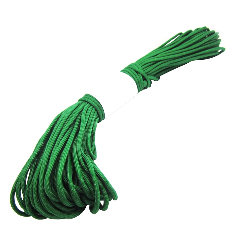 2 Pcs Parachute Cord with 7 Strands, 550 Lbs, 100 Ft.(Green Camo with Green