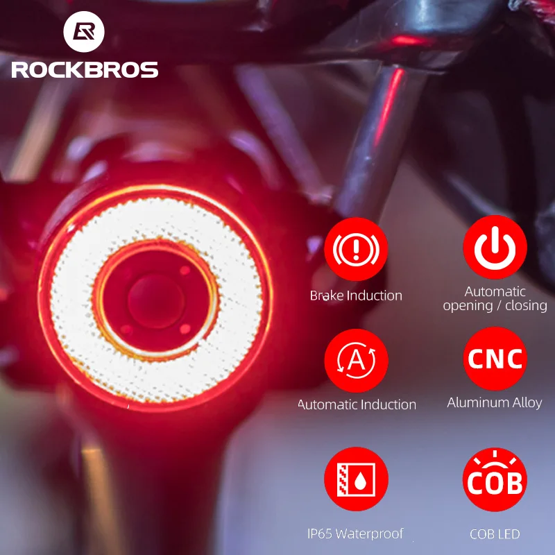 Велосипедный задний фонарь ROCKBROS умный светодиодный светильник с датчиком стоп