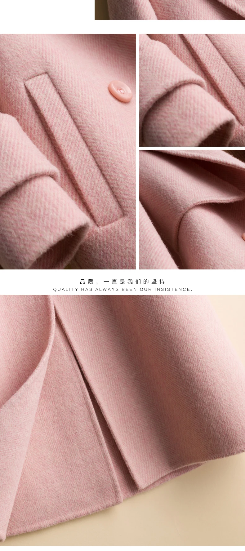 High Quality Office lady Elegant Women Suit Collar Double Breasted Long Wool Coat Female Solid Slim Woolen Jacket Outerwear