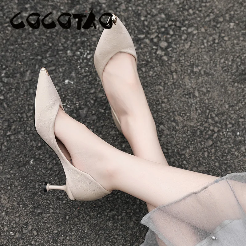 

Han Edition Joker Web Celebrity 2019 Spring The New Fine Professional Sexy Pointed Black Shoes35