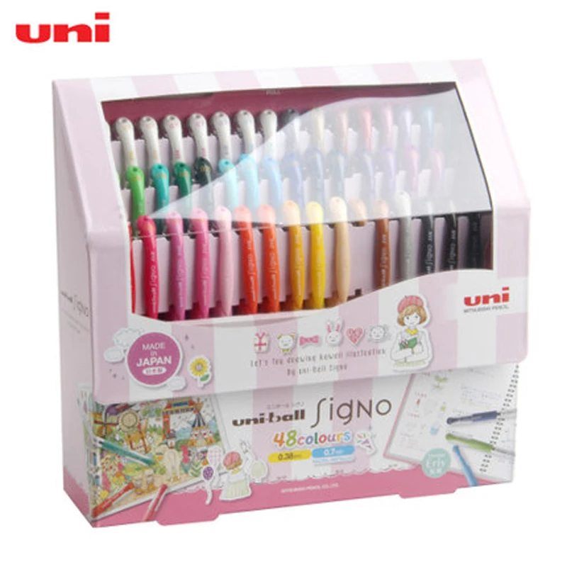48 colors Япония UNI ручка с чернилами стандартных цветов 48 цветных комплект UM-151 48C пуля Цвет канцелярских принадлежностей ручки Управление маркер для рисования книга с чернилами стандартных цветов - Цвет: 48 colors