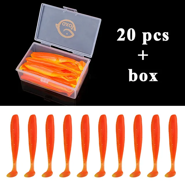 QXO Fishing Soft Lure Worm With Box Silicone Bait Swimbait Streamer Sea Fishing Spoon Lure 7cm 10cm Wobbler Set 20pcs