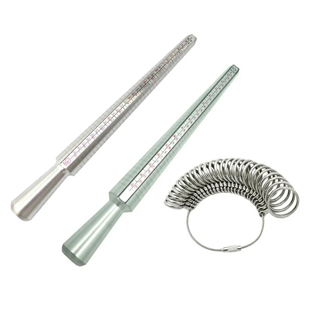 Shellhard Standard Jewelry Tools & Equipments Ring Sizer Set Mandrel Finger Gauge Stick Measuring Sizes Vintage DIY Jewelry Gift