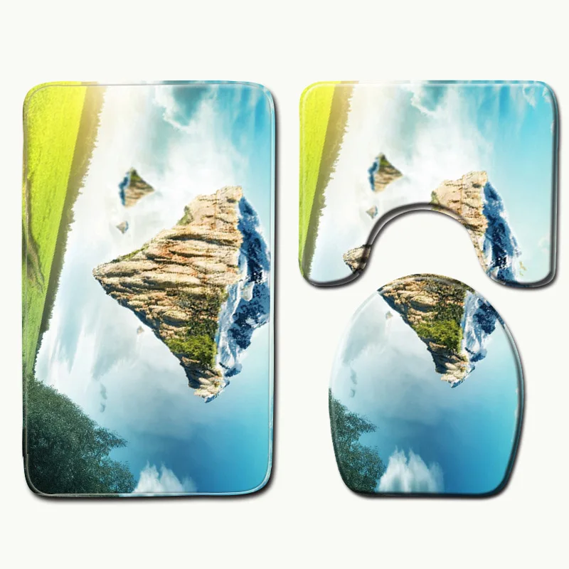 Zeegle Scenic печатные коврики для ванной комнаты Набор ковров абсорбирующий нескользящий пьедестал ковер крышка унитаза напольный коврик Быстросохнущий ковер