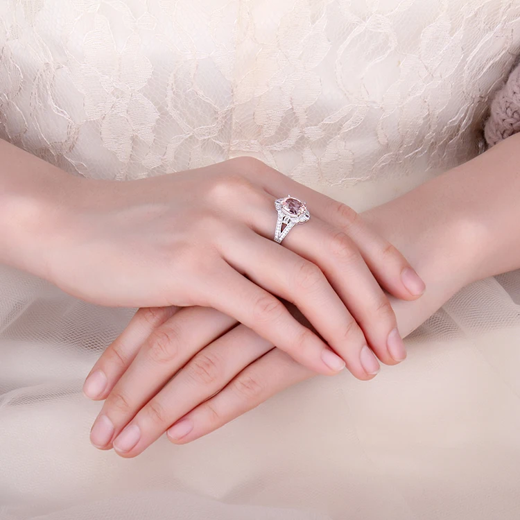 JewelryPalace, Ретро стиль, разделенный хвостовик, 3ct, овальный, создан, морганит, сапфир, регулируемое, Открытое кольцо, 925 пробы, серебро