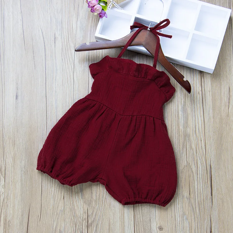 

Summer New Style Girls Halter Backless Jumpsuit AliExpress INS Hot Selling Flounced Puff Pants Bloomers K22
