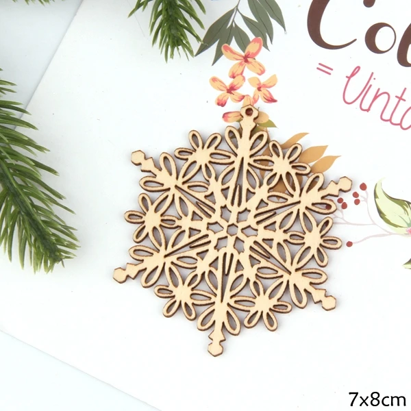 Snowflake 10 шт./Партия DIY натуральный мульти Рождественский деревянный чипборд висячие украшения Подвески рождественские украшения детские рождественские подарки - Цвет: Snowflake