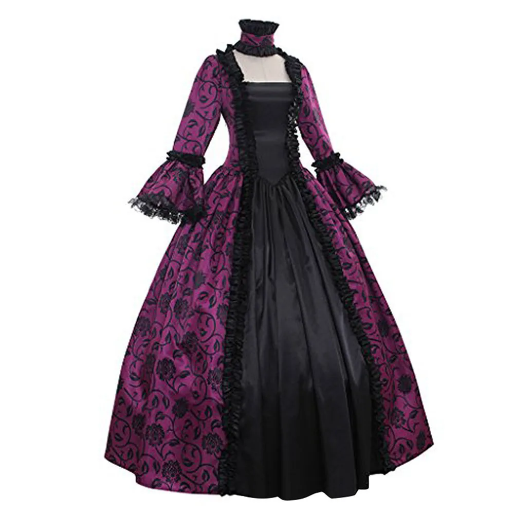 Victorian Gothic Georgian Period Dress Halloween Masquerade Ball Gown Reenactment Clothing