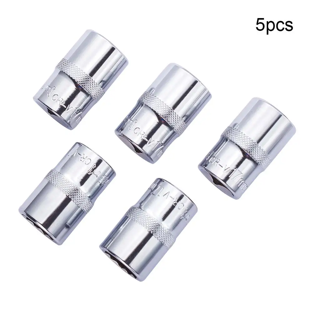 5pcs 17mm Utoolmart Новинка Utoolmart 3 шт./5 шт. 1/2 привод 18-24 мм Набор торцевых головок шестигранный хвостовик 12 боковой сливовый торцевой головкой гаечный ключ втулка комплект - Цвет: 5pcs 17mm