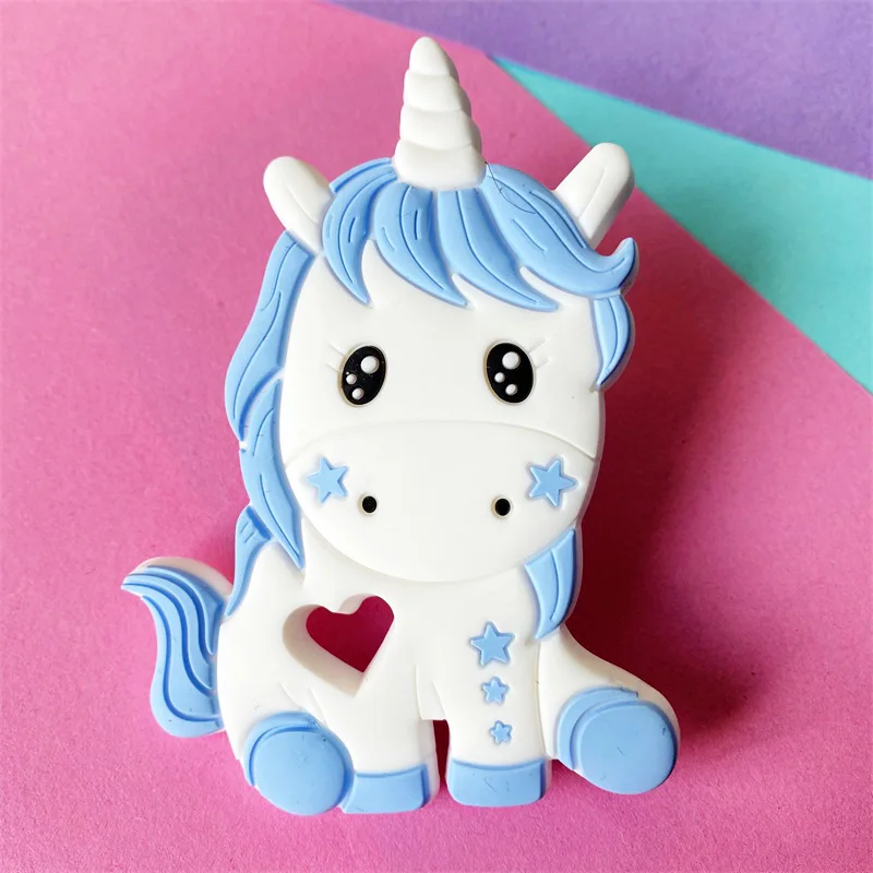 1개 BPA 프리 유니콘 실리콘  치발기, 치아발육 목걸이, DIY 선물, 유니콘  치발기, 공갈젖꼭지 클립