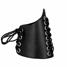 2 шт. роскошный черный Регулируемый Браслет из искусственной кожи на шнурках унисекс защитный нарукавник