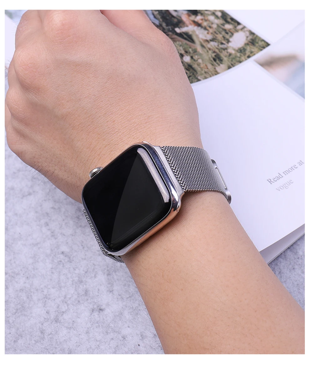 Flim+ ремешок для Apple Watch 5 ремешок 44 мм 40 мм iWatch ремешок 42 мм 38 мм Миланская петля браслет металлический ремешок для Apple watch 4 3 2 1