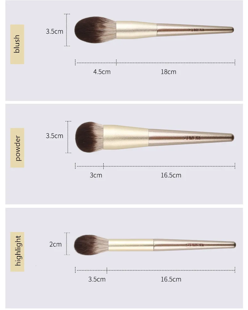 ZOREYA Make up Brush Set Luxurious Makeup Brushes Natual Hair Face and Eye Brushes With High Quality Zipper Bag