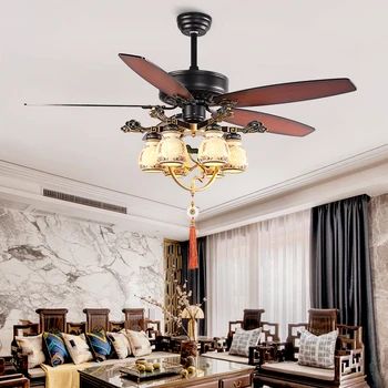 

Modern Ceiling Fan Lights Villa Living Room Dining Room Fan Lights Wooden Leaf Ceiling Fan with Lights Remote Control