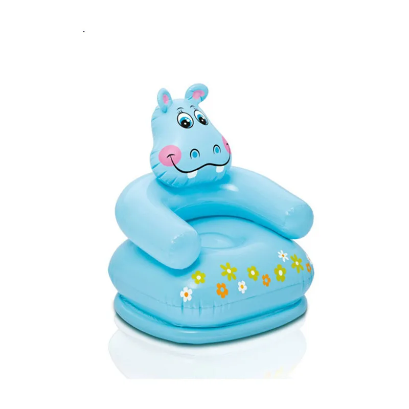 Hippo 65x64x74cm Милый портативный надувной диван с рисунком животных, детское сиденье, тигр, медведь для детей 3-8 лет, милые детские стулья из ПВХ, детские сиденья - Цвет: Hippo 65x64x74cm