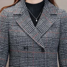 Chaqueta informal de mezcla de lana para mujer, gabardina a cuadros, elegante, ajustada, gruesa, cárdigan de Cachemira, novedad de invierno, 2019