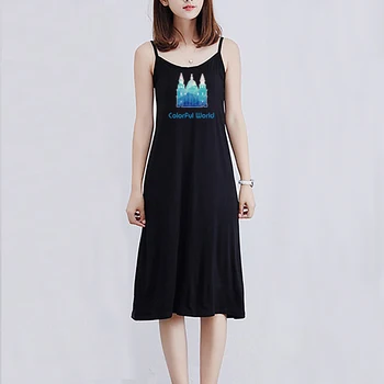

Women Sling Dress Nightgown Summer Cartoon Print Rabbit Long Loose Fashion Sleepwear Sleeveless Vest Dresses Nightdress