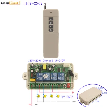 

85V-250V LED Light Bulb Switch Relay Output Radio Receiver Module Transmitter 110V 220V 4CH 4 CH 300M Wireless Remote Control