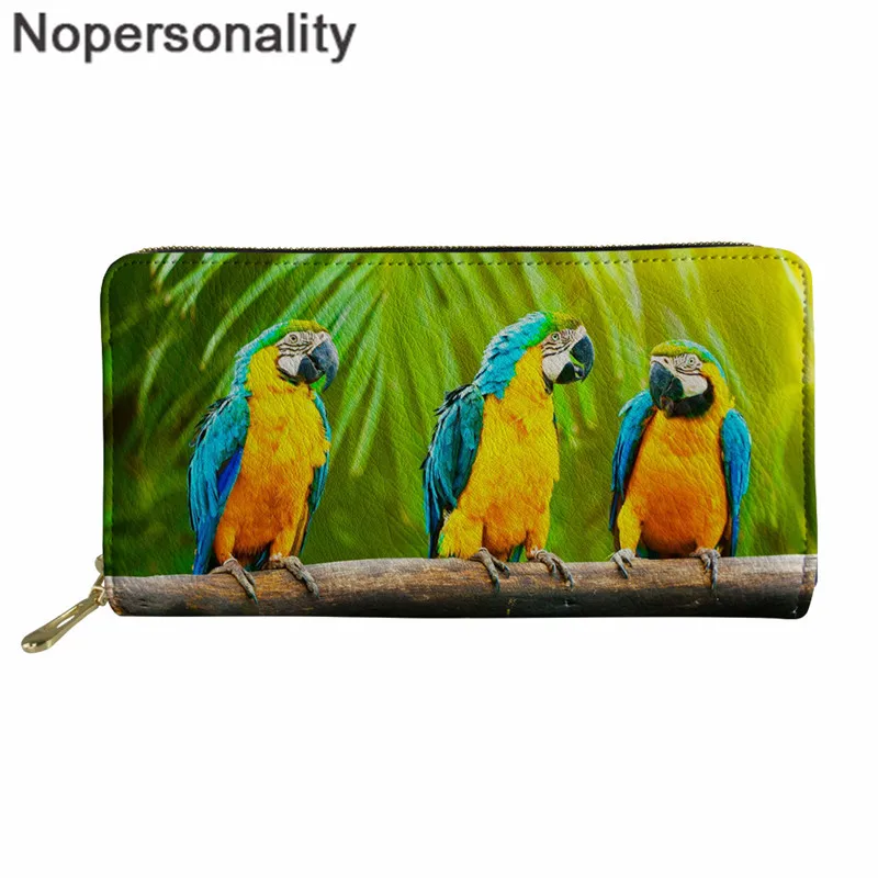 Nopersonality с принтом попугаев Женский Длинный кошелек и бумажник, кредитный Футляр для карт, Дамский клатчи, кошельки, повседневная женская сумочка с птицами