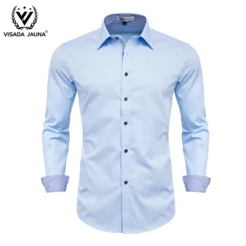 

VISADA JUANA Long Sleeve Shirt for Men Spring Autumn Fashion Designer High Quality Solid Men Shirt Y130