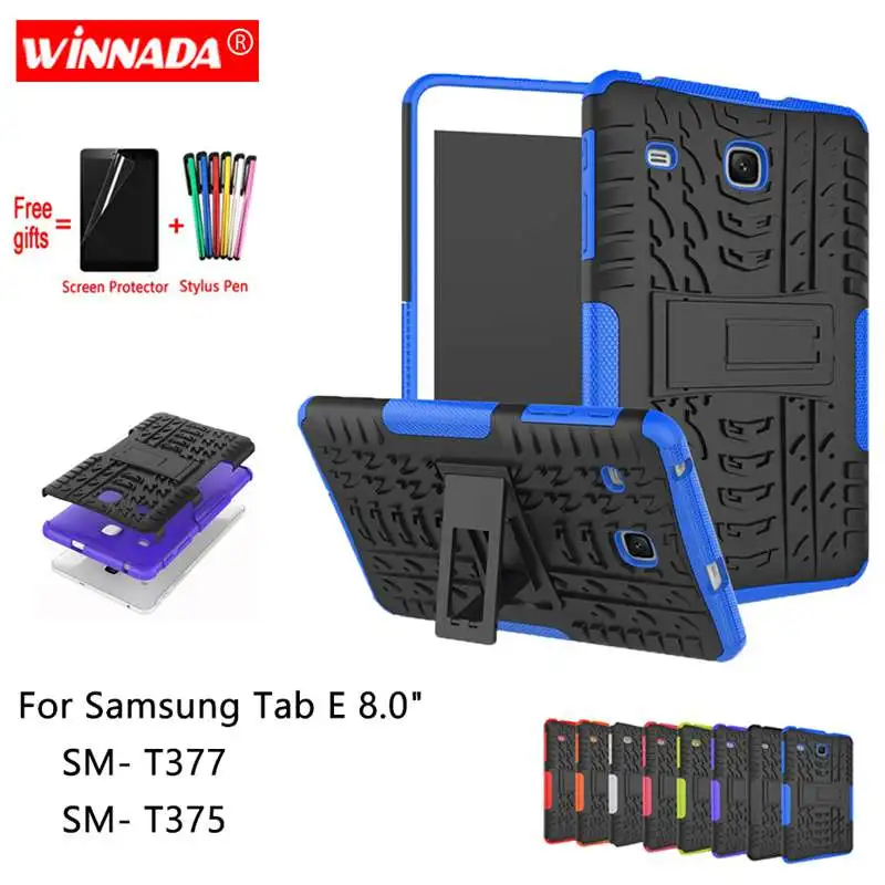 Для Samsung Galaxy Tab E 8,0 чехол SM-T377 T375 T377W T377P планшет Броня силиконовый чехол ТПУ+ ПК противоударный чехол с подставкой+ пленка+ ручка