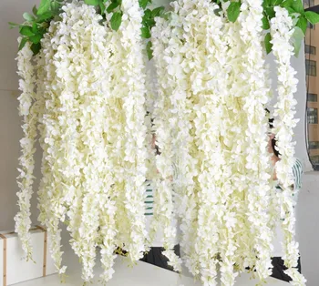 

Artificial Hydrangea Flower Vine 14 colors DIY Simulation Wedding Arch Door Home Wall Hanging Wisteria For Wedding Garden Decor