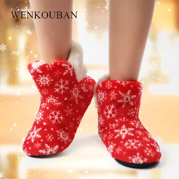 

Home Slippers Women Winter Indoor House Shoes Fur Slides Fluffy Female Snowflake Christmas Shoes Ladies Pantuflas Mujer 2020