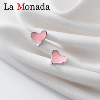 

2020 Valentines Day 925 Sterling Silver Color Drop Glue Hearts of Love Stud Earrings Small Fashion Ear Jewelry for Women