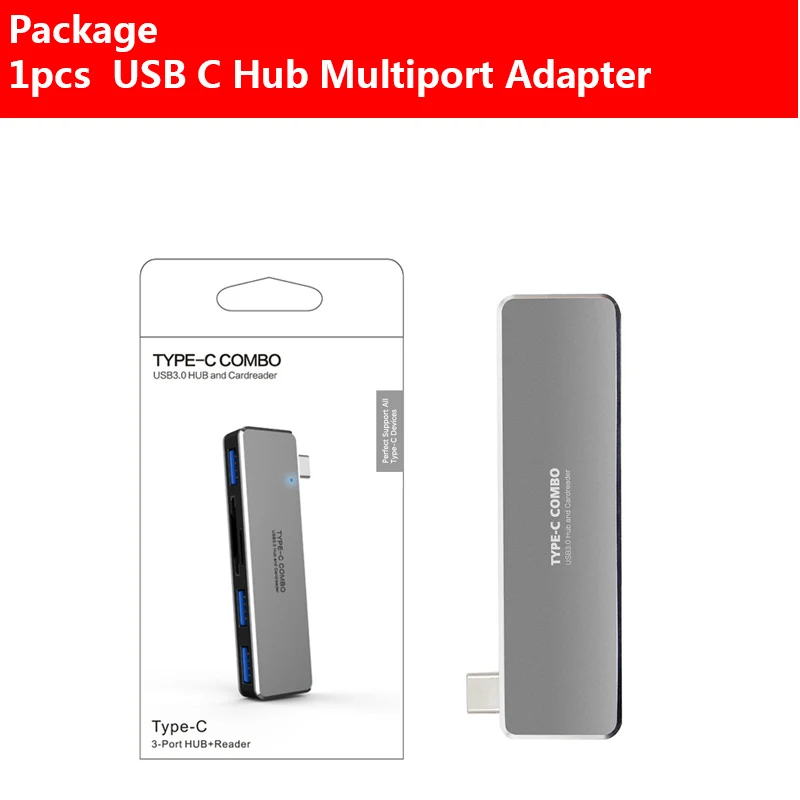 5 в 1 USB-C адаптер Dongle Combo с USB 3,0 портами TF слот Micro SD карты для MacBook P