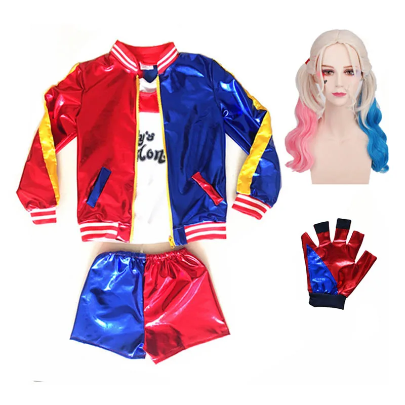 Halloween Costumes for Kids Cosplay Suicide Squad Harley Quinn Costumes T Shirt Jackets Pants Christmas Carnival Party Clothing