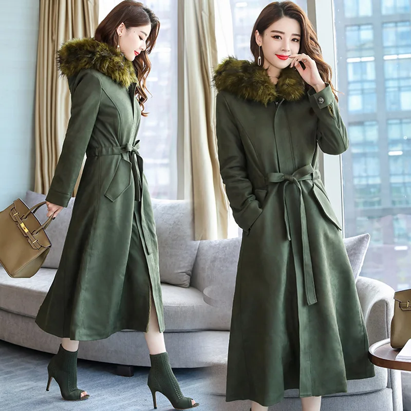 

Long Woolen Coat Female Winter New Style Korean-style Suede Thick Coat Mid-length over-the-Knee Woolen Overcoat