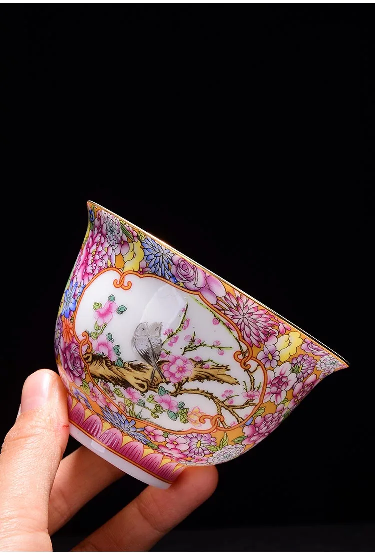 150 мл Цзиндэчжэнь Изысканный Эмаль цвет Gaiwan керамическая фарфоровая чаша для чая мастер пиалы для чая чайный набор кунг-фу чайная чашка домашний декор