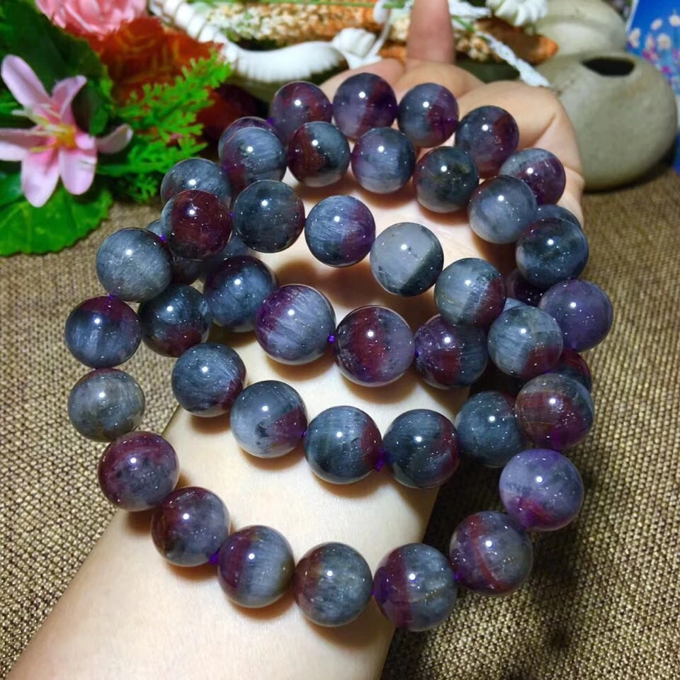 

Genuine Natural Auralite 23 Round Beads Bracelet 12mm 13mm 14mm Natural Stone Bracelets Women Lady Stretch Healing Crystal