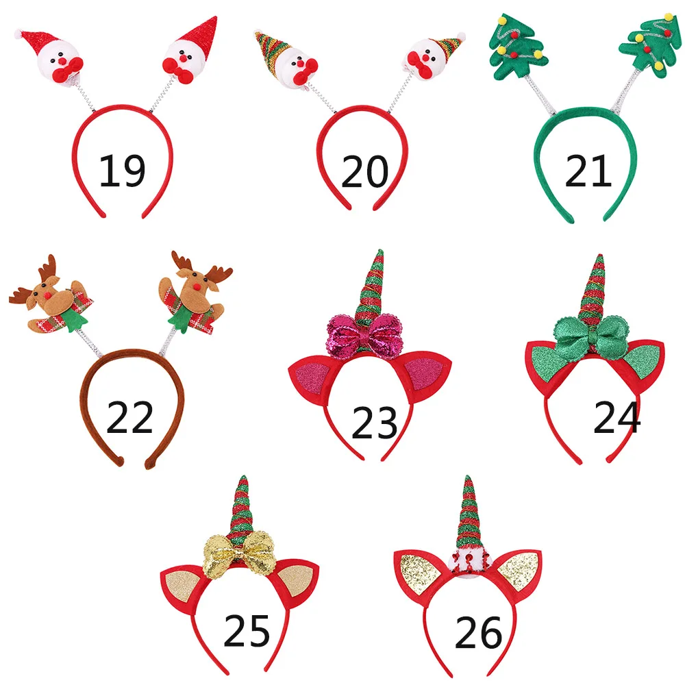 set 3 26 шт./лот Рождественский ободок для женщин девочек прекрасный мультфильм Санта Клаус Снеговик рога дерево повязка на голову модные аксессуары для волос - Цвет: set 3