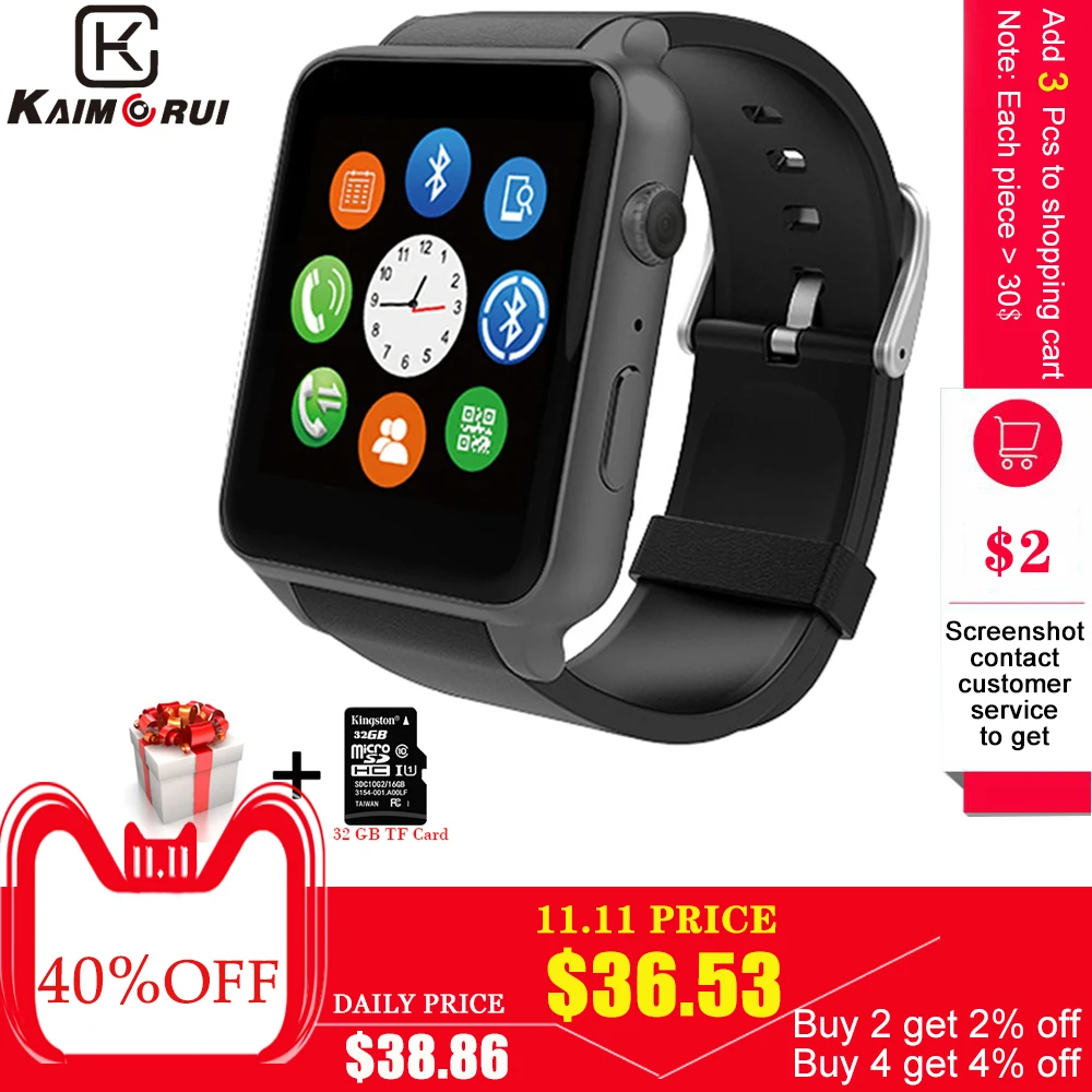 Günstig Kaimorui GT88 Smart Uhr Android Schrittzähler Herz Rate Tracker Beleuchtung Sport Smartwatch für IOS Andriod Telefon Kamera Uhr