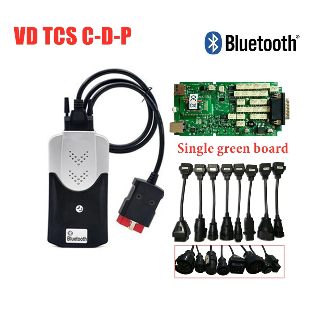 Лучшее качество одноплатный новая форма VD TCS C-D-P 2016R0 keygen с bluetooth obd obdii диагностические инструменты+ 8 шт. кабели для грузовиков - Цвет: with bluetooth