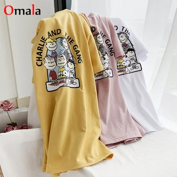 

New summer funny Cartoon T-shirts Women Korean Short Sleeve Loose T Shirt Harajuku Kawaii O-neck Tshirt 90s Girl Basic white top