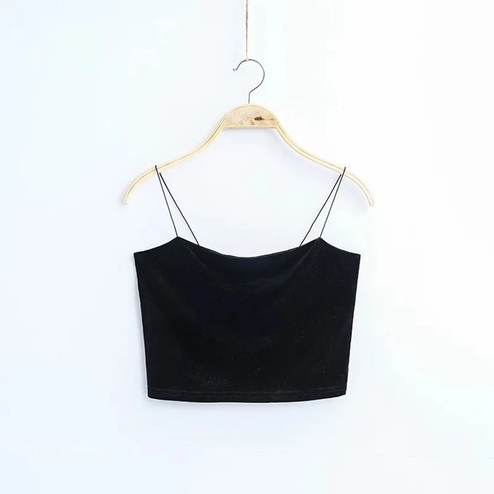 black Новинка, женская мода, корейский стиль, красный, черный, сплошной цвет, короткий секционный сексуальный топ, Женский Галстук, золотой бархат, топы S656 - Цвет: black