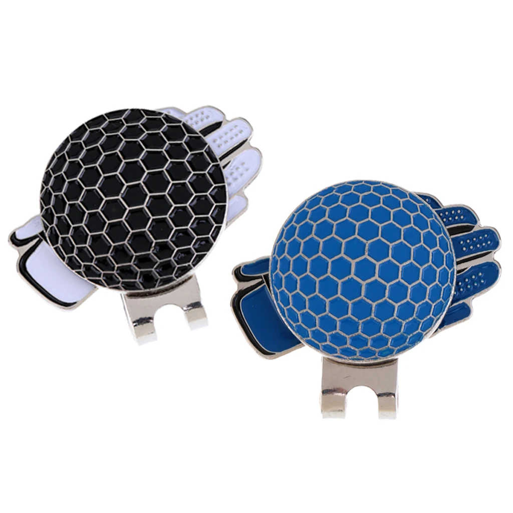 2 Pcs Novelty Golf Hat Clip W/  Ball Marker Great Gift - Blue+Black