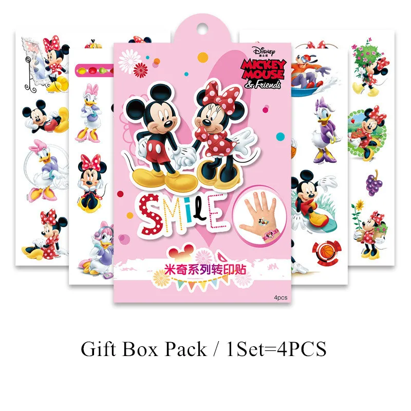 Disney Kids Temporary Tattoo Stickers Girl Boy Toy Mickey Mouse Minnie Body Art Waterproof With Gift Box |