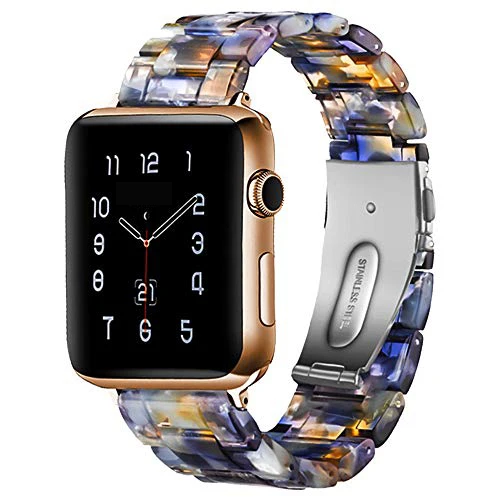 Blue water Ремешок из смолы для Apple watch band 44 мм 40 мм iwatch 4 3 2 band 42 мм 38 мм Пряжка из нержавеющей стали антикерамический браслет для часов - Цвет ремешка: Blue water