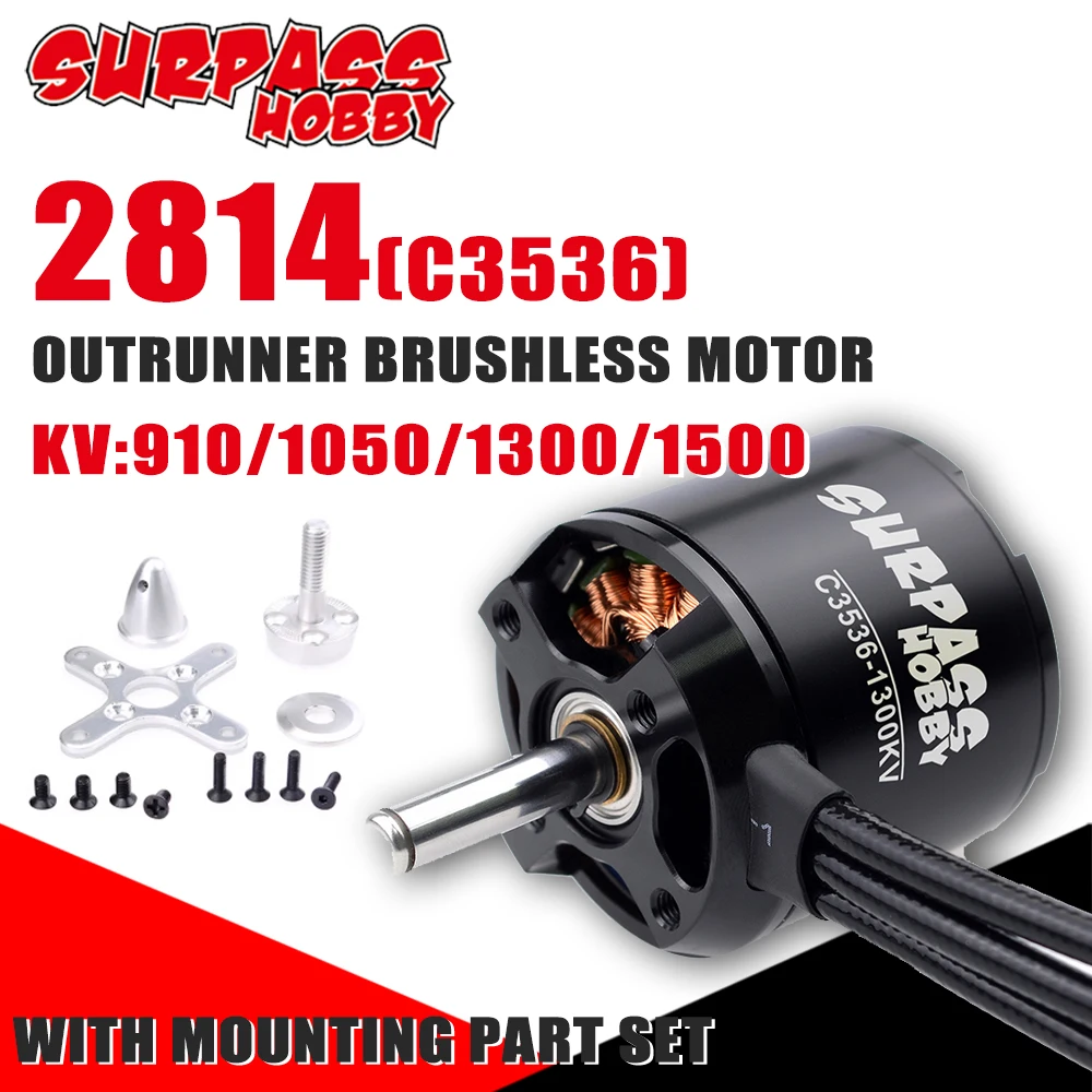 Бесщеточный двигатель SURPASS HOBBY 2814 C3536 910KV 1050KV 1300KV 1500KV 14 полюсов для
