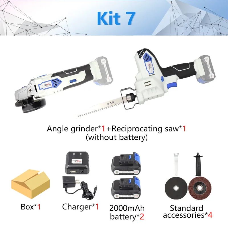 NEWONE 12V деревянный шлифовальный станок Электрический металлический угловой шлифовальный станок 125 мм Переменная скорость - Цвет: Kit 7